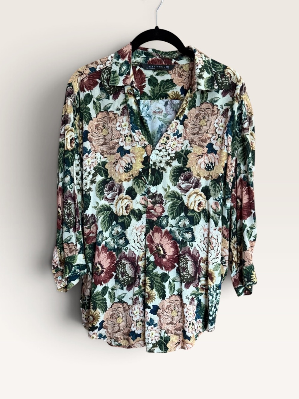 Zara Woman Floral Print 3/4 Sleeve Blouse
